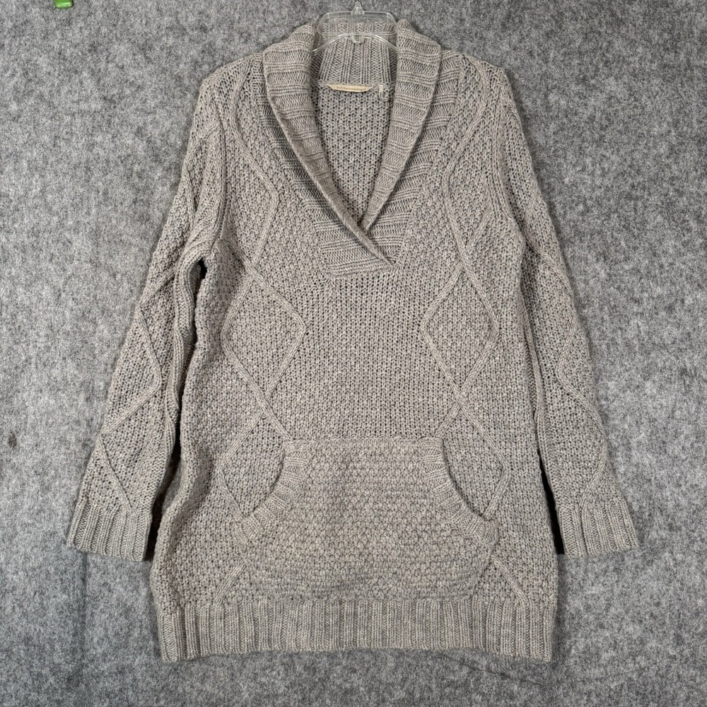 SOFT SURROUNDINGS Fisherman Sweater Wool Cable Knit Tunic Chunky Size L Cabin